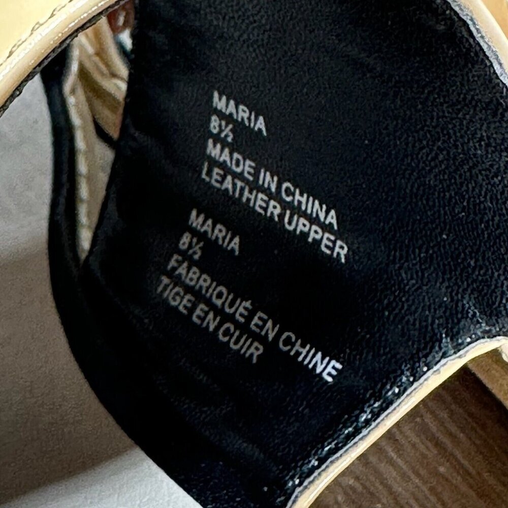 Saks Fifth Avenue Patent Sandals Women Size 8.5 Beige Maria Tasseled Sling Back - Picture 12 of 12